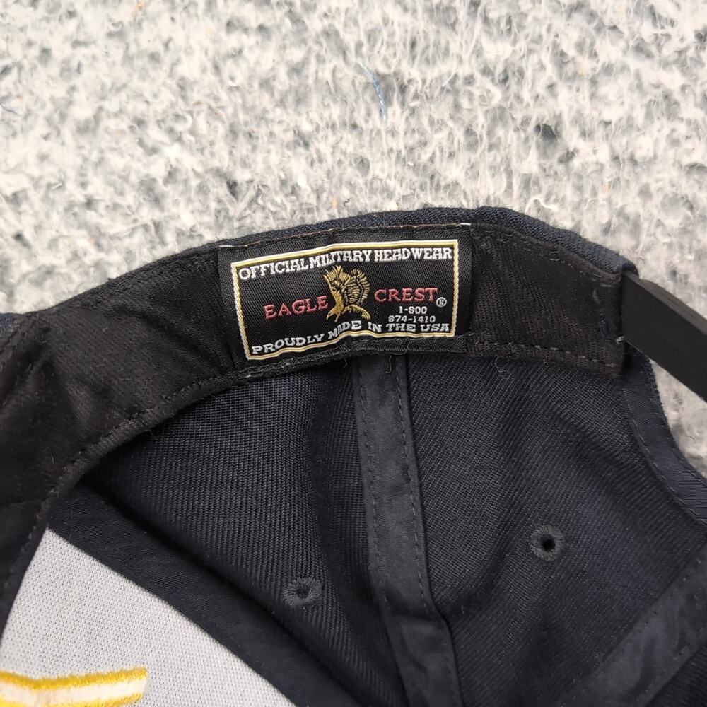 Vintage US Navy Snapback Hat Cap Black OSFA Embroidered Made In USA Adjustable - Picture 5 of 6